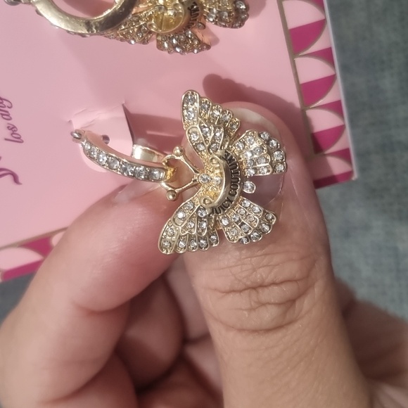 Juicy Couture Gold Garden Butterfly Hoop Earrings - Picture 2 of 4